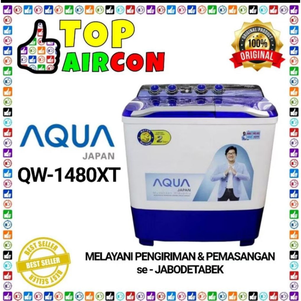 MESIN CUCI AQUA 2 TABUNG QW - P 1480T 14kg mesin cuci Aqua 14kg.