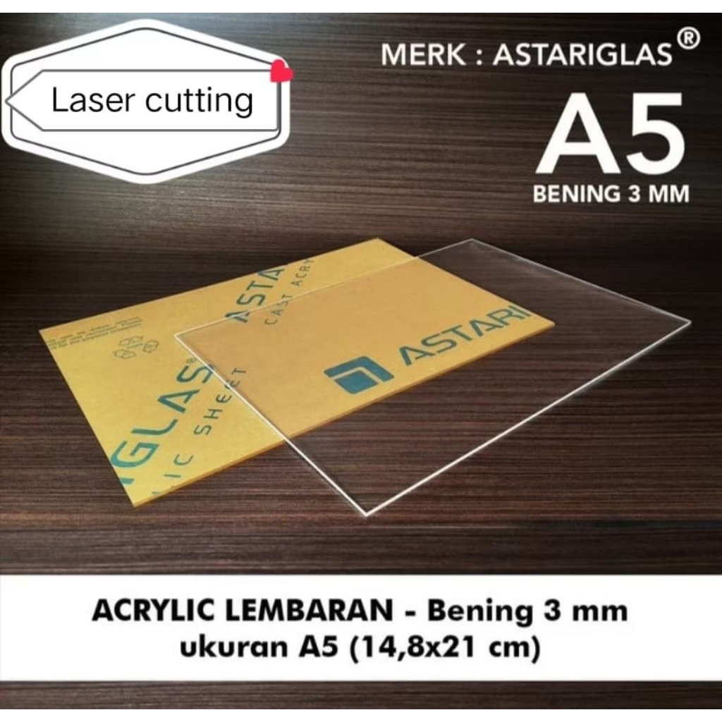 

Lembaran Akrilik Bening Tebel 3mm ukuran A5