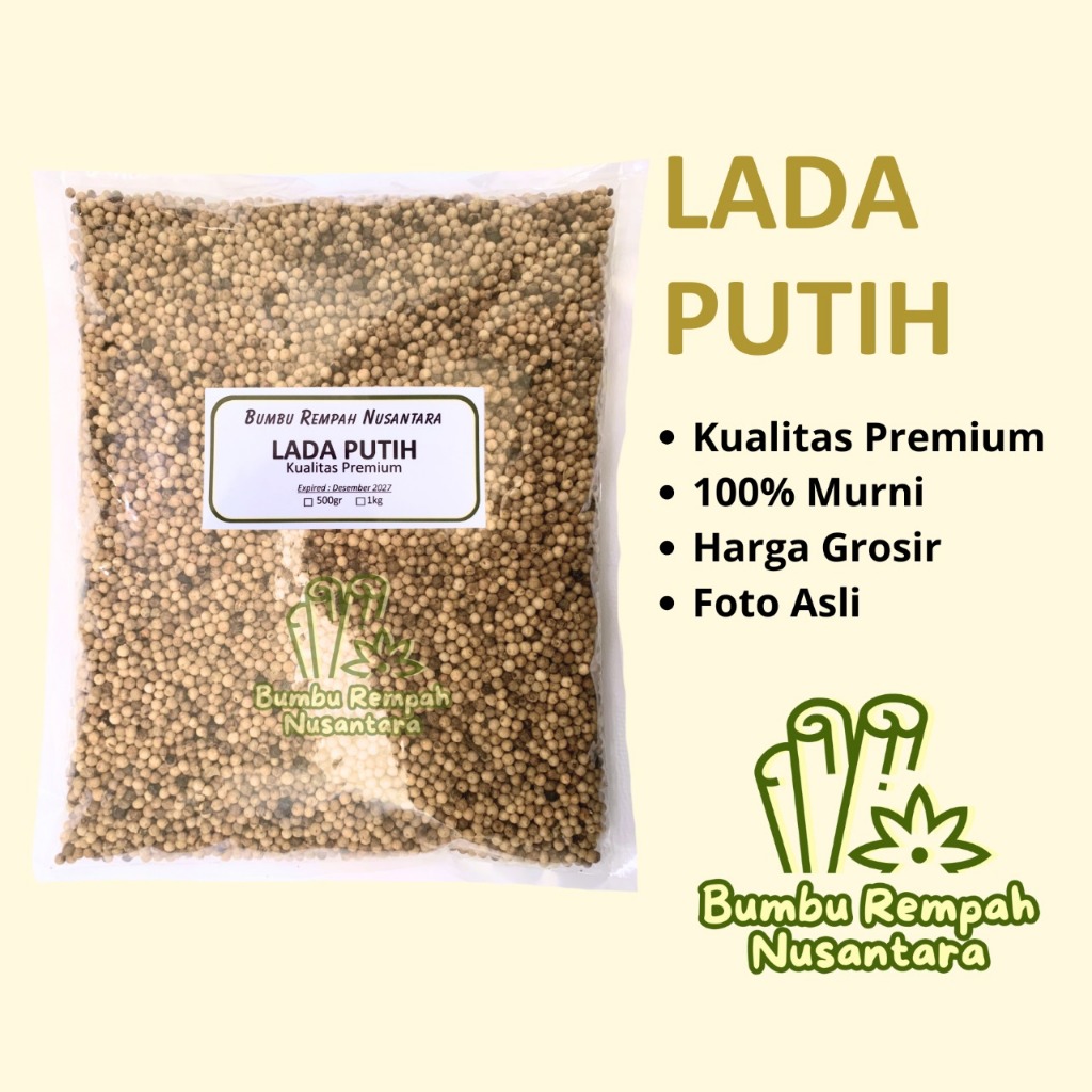 

Lada putih utuh 500g 1kg - Rempah Asli Murni | BUMBU REMPAH NUSANTARA | Bumbu Dapur Nusantara Grosir Murah
