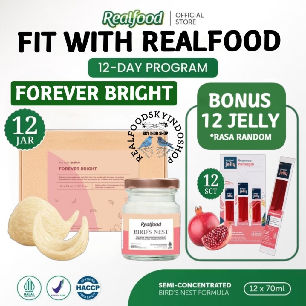 

Realfood Forever Bright 6 Botol & 12 Botol Bonus Jelly ( Minuman Sarang Burung Walet ) RSIS
