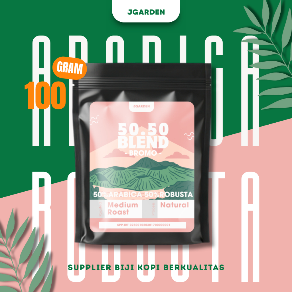 

Kopi 50.50 Blend Arabika dan Robusta Bromo Premium 100gram