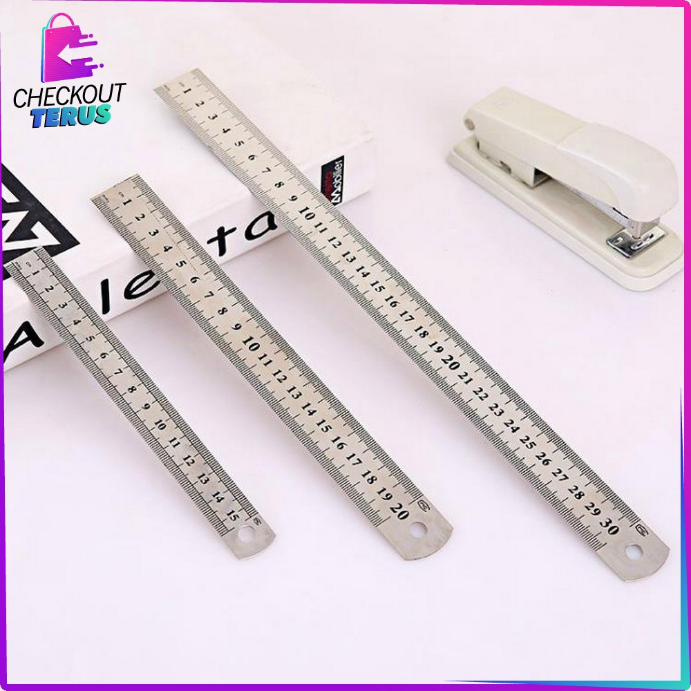 

EC CT A107 Penggaris Besi 30CM Bahan Stainless Serbaguna Perlengkapan Sekolah Ruler Mistar Besi Alat Ukur Multifungsi