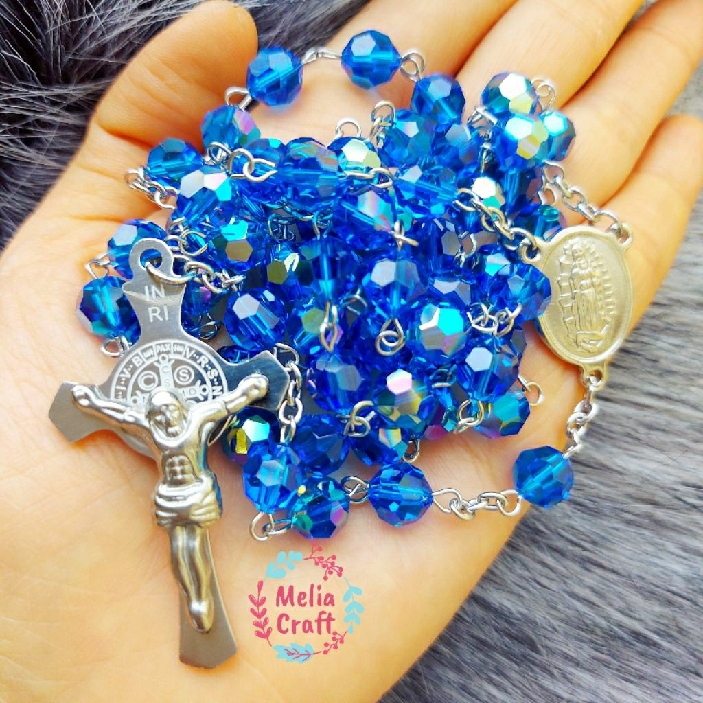 Rosario Nama Kristal Swarovski Dark Blue - Anti Karat - Dark Blue Swarovski Crystal Rosary - Rustpro