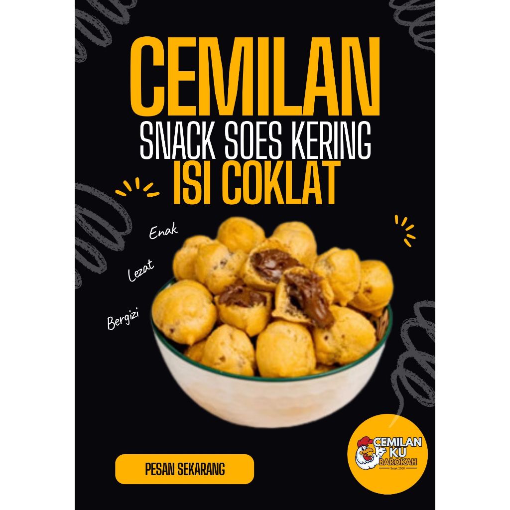 

Camilan Snack Soes Kering Isi Coklat Manis Crunchy & Renyah Snack Viral 100g - 1kg