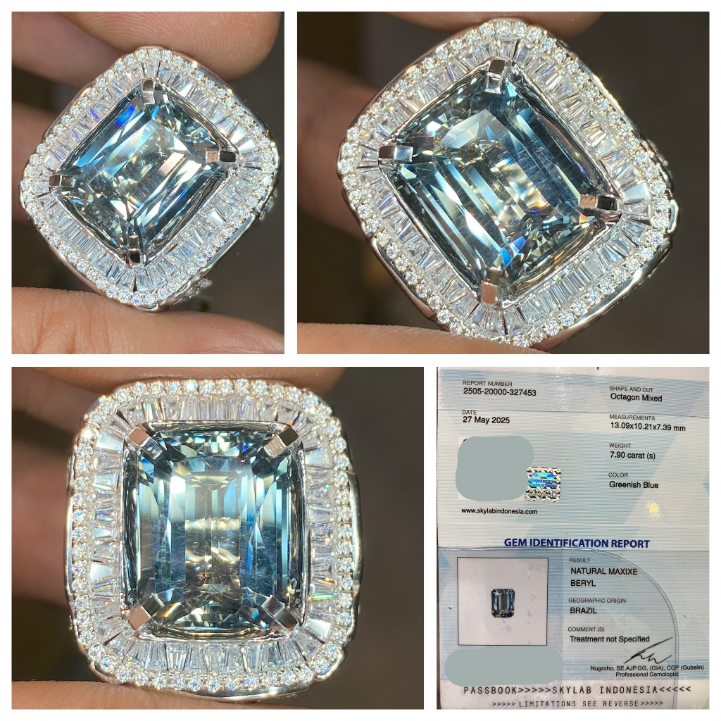 Natural 7.90ct maxixe beryl greenish blue brutal luster