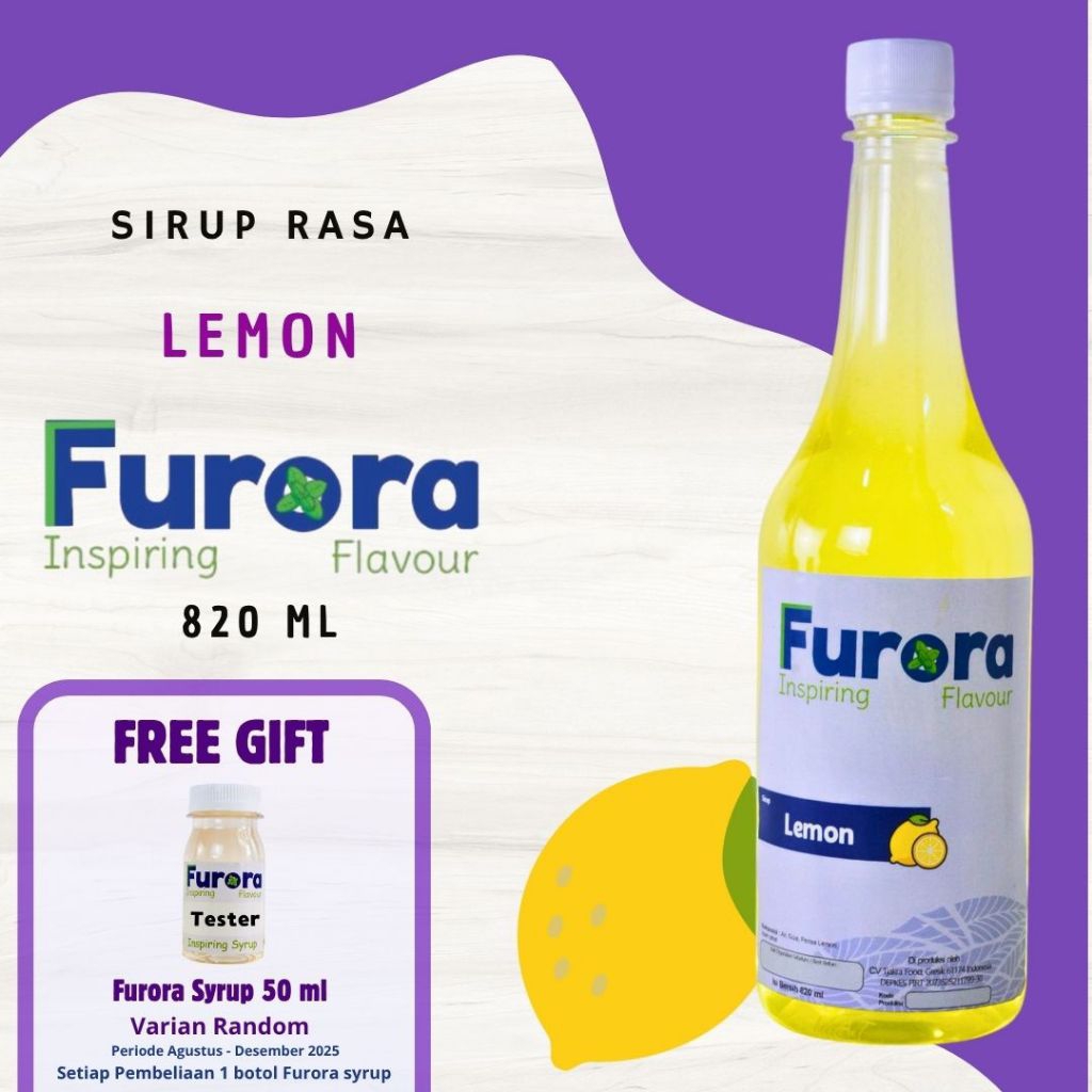 

Sirup Lemon 820 ml - Furora Syrup l Sirup Cafe