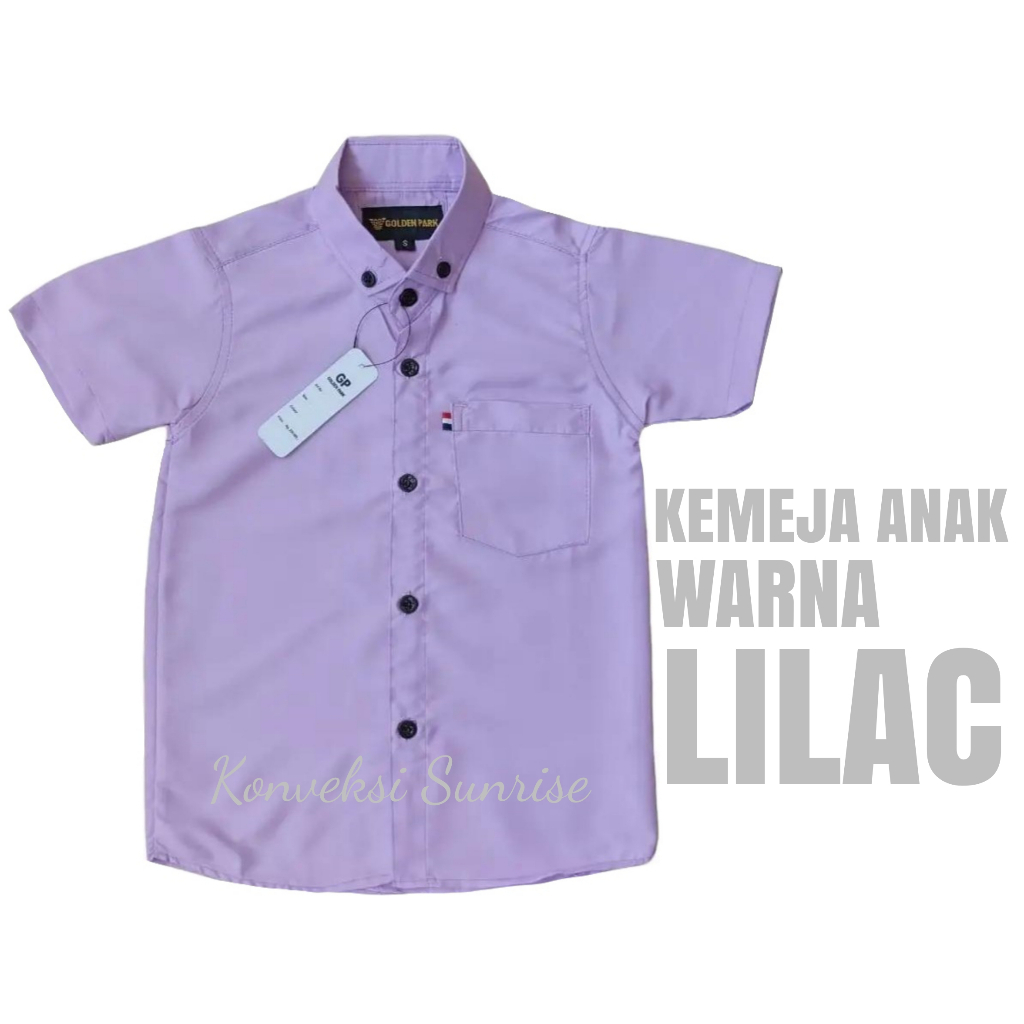 Kemeja Anak Laki Laki Warna Ungu Lilac Big Sale Fashion Outfit Atasan Hem Anak Cowok 1-13 Tahun