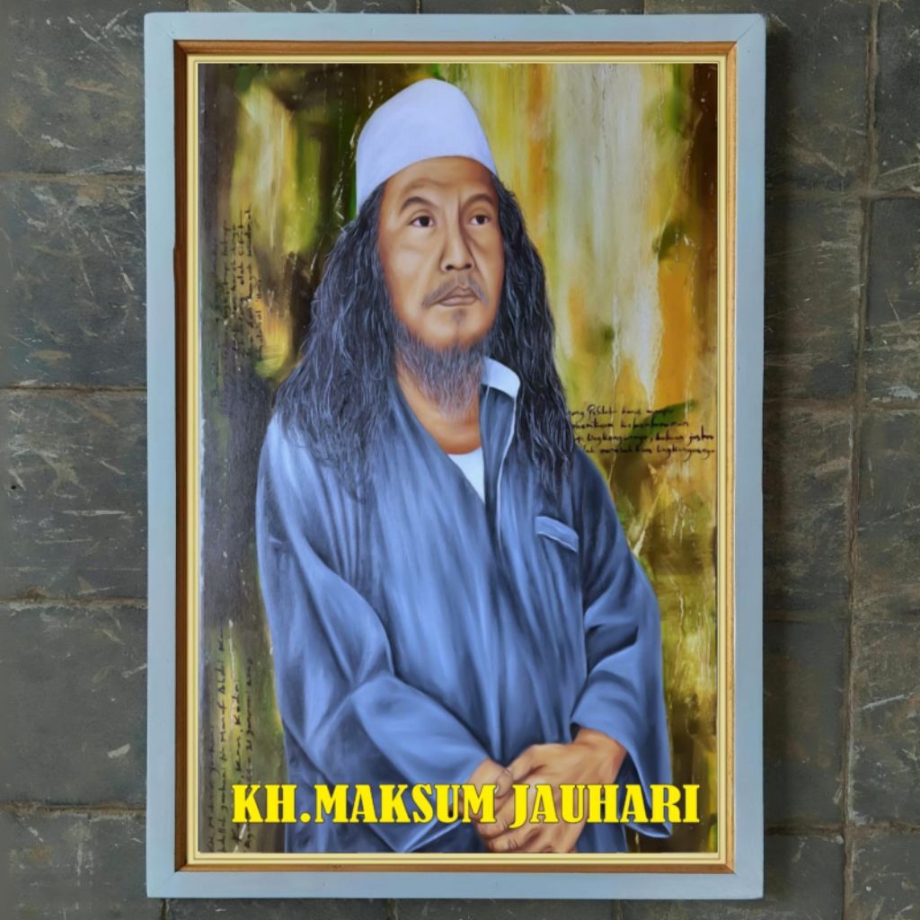 hiasan dinding lukisan cetak Gus Maksum jauhari plus bingkai ukuran 85*55