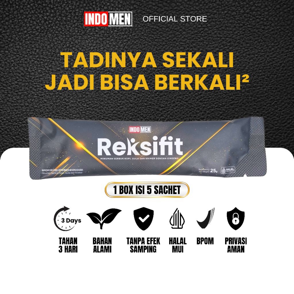 

INDOMEN Reksifit 1 Box 5 Sachet Kopi Vitalitas Pria Terfavorit Alternatif Kopi Java Plus