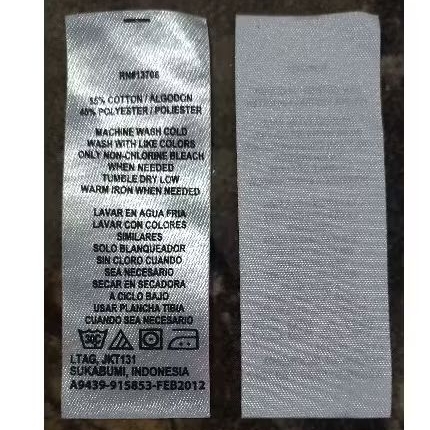 

tag label merek (wash care) tag rn13708