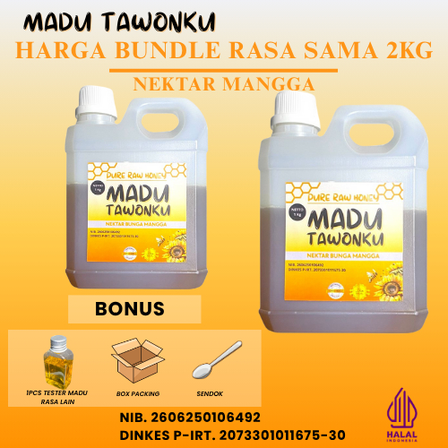 

Madu Super Murni Asli Harga Murah Bundle 2kg Nektar Bunga Mangga Resmi Bersertifikat P-IRT