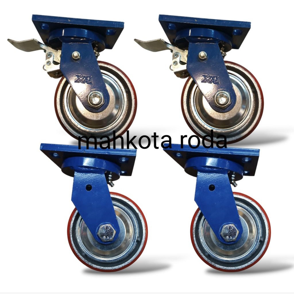 RODA TROLI - RODA PU SUPER HEAVY DUTY 5 INCH - 1SET( 2REM+2HIDUP )