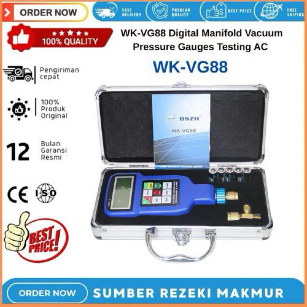 WK-VG88 Digital Manifold Vacuum Pressure Gauges Testing AC