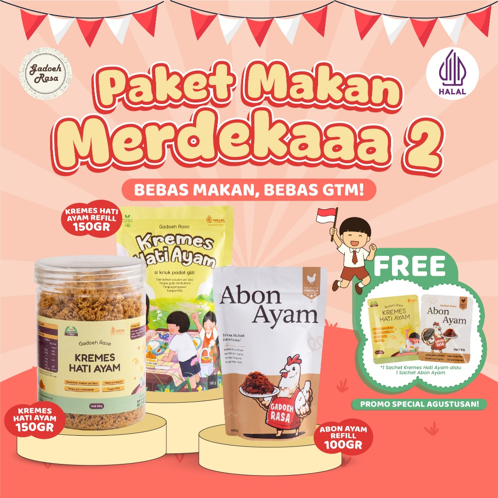 

Gadoeh Rasa - Kremes Hati Ayam Refill 150gr + Kremes Toples 150gr + Abon Ayam 100gr + Free Sachet