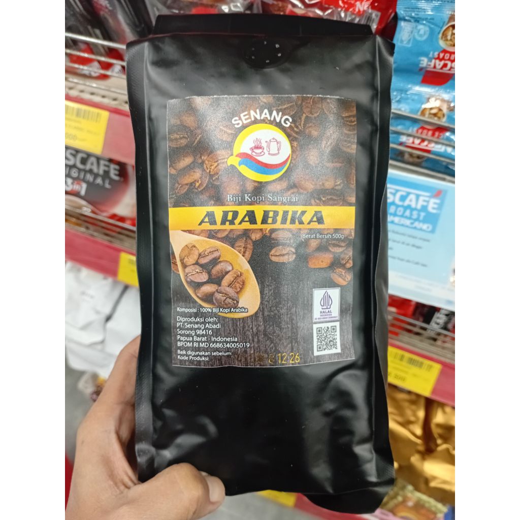 

kopi papua/kopisenang/kopi biji sangrai/kopi senang 500 gram