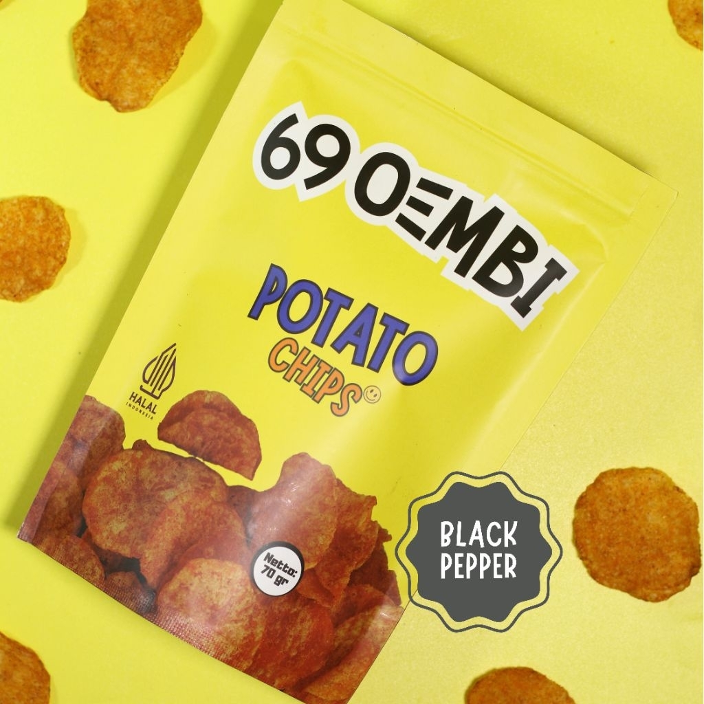

69 Oembi Keripik Kentang Cemilan Tanpa Bahan Pengawet Rasa Black Pepper 70 gram