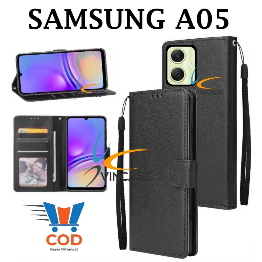 SAMSUNG A05 FLIP LEATHER CASE PREMIUM - FLIP WALLET CASE KULIT UNTUK SAMSUNG A05 - CASING DOMPET | F