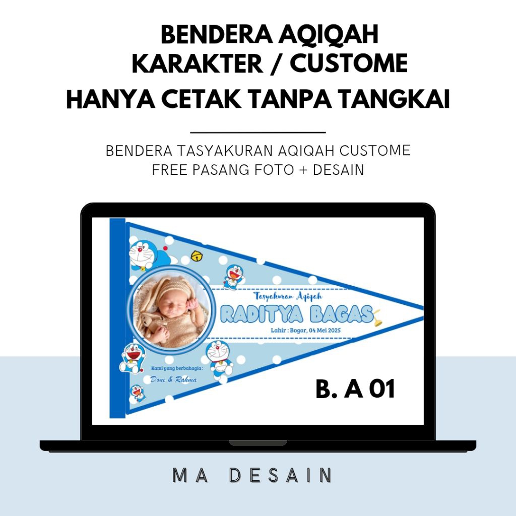 Bendera Tasyakuran AQIQAH, Bendera AQIQAH, Bendera Khitan Custome/ Bendera CUSTOME
