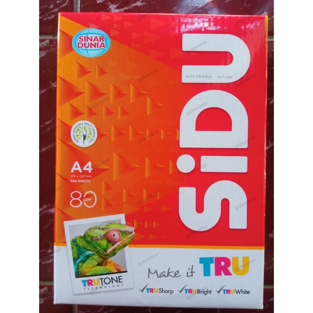 

SINAR DUNIA SIDU KERTAS FOTOCOPY PRINT A4 80 GSM PUTIH 500 LEMBAR