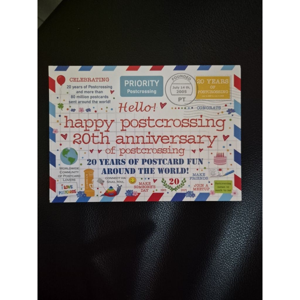 

kartu pos happy postcrossing 20th anniversary postcard