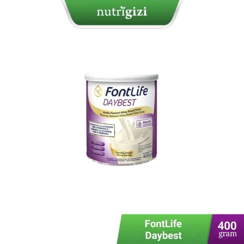 

Nutrigizi | FontLife Daybest Susu Tinggi Protein Diabetes + Gizi Kurang / Buruk / Malnutrisi 400 gr