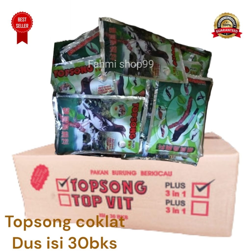 Topsong kuning coklat 1 Dus Pakan makanan muray kacer poksay anis jalak cucak rawa 1 Dus