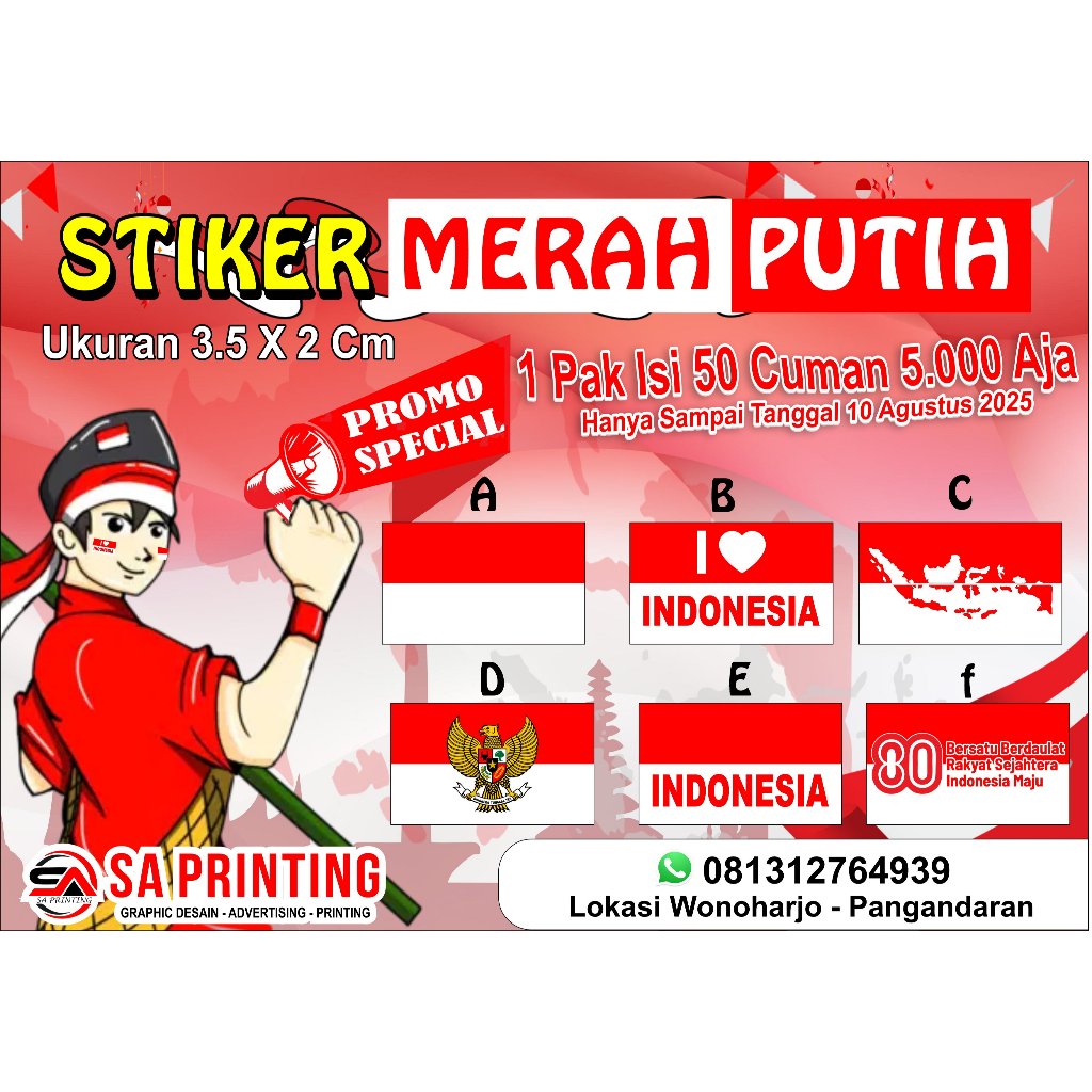 

(Isi 150 Pcs) Stiker Pipi Bendera Merah Putih Chromo l Kemerdekaan HUT Republik Indonesia 17 Agustus