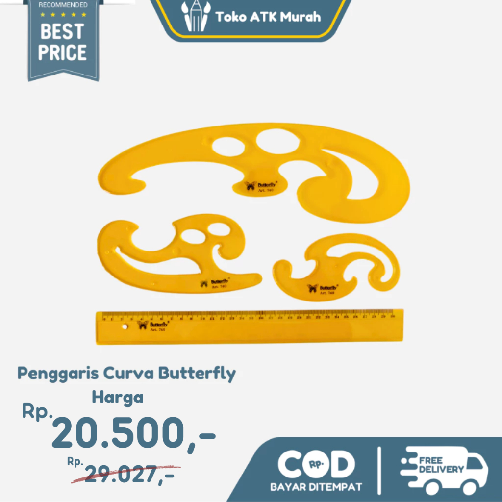 

Mal WAYANG / Penggaris Curva Butterfly BT-740 Penggaris Pola