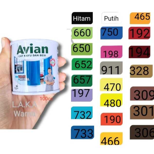 

Cat Avian Warna lengkap 100cc Cat kayu dan Besi Anti karat jamur