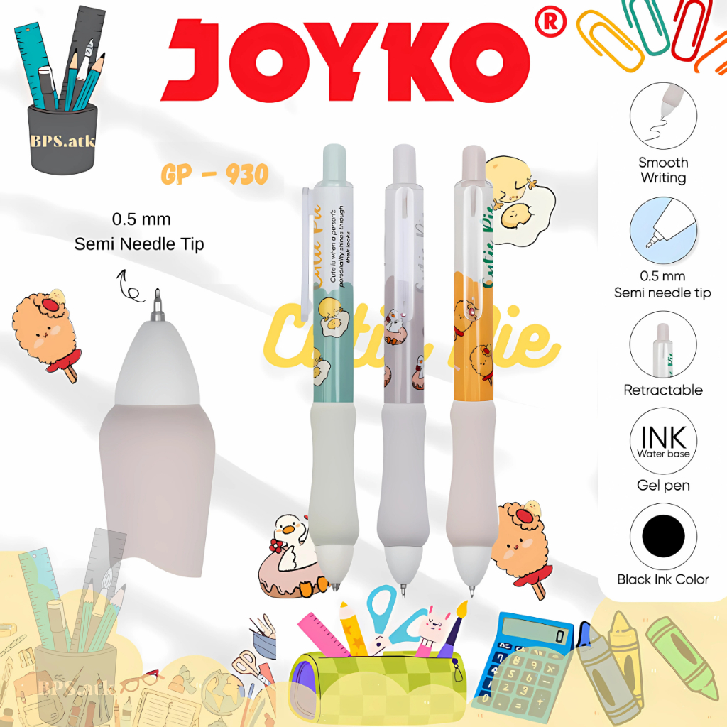 

(12pcs) Gel Pen Pena Pulpen JOYKO GP - 390 HITAM 0.5mm Cutie Pie Pulpen Cetek Soft Empuk