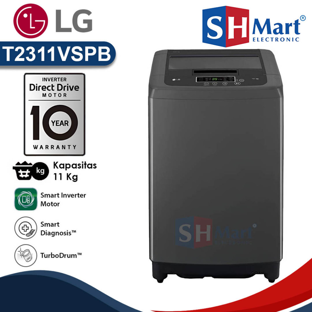 MESIN CUCI LG TOP LOADING 11KG  T2311VSPB SMART INVERTER TURBO DRUM GARANSI RESMI (MEDAN)