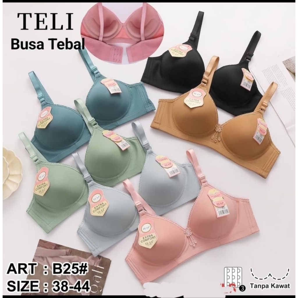 BRA BH PUSH UP IMPORT TELI TANPA KAWAT 38-44 3KAIT ADEM LEMBUT MELAR ELASTIS MURAH PREMIUM CEWEK WAN