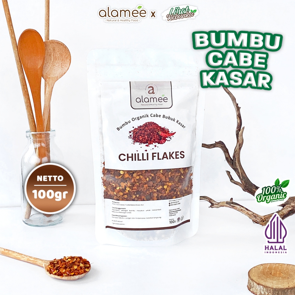 

Cabe Bubuk Kasar Chilli Flakes Cabai Bumbu Dapur Masak Organik Murni Seasoning 100g LIHAT KEBUNKU
