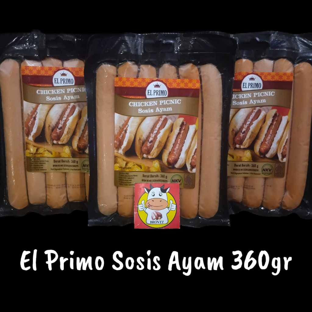 

EL PRIMO SOSIS AYAM/EL PRIMO SOSIS SAPI KEMASAN 360GR-FROZEN FOOD-BRONTZ JOGJA