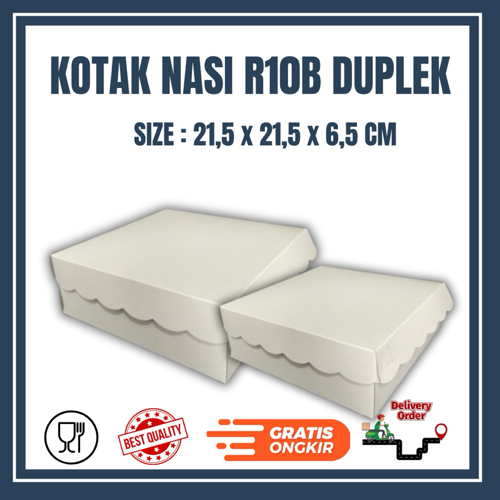 

Kotak Nasi R10B 21,5 x 21,5 x 6,5 cm Putih - Kotak Nasi - Teball 350 gsm - Kotak Nasi non laminasi