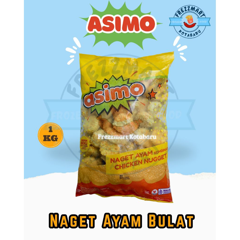 

Naget Ayam Bulat Asimo Chicken Nugget 1 KG Frezzmart Kotabaru
