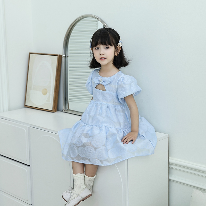 Dress Anak Lengan Puff Dress Anak Perempuan  Gaya Korea Gaun  Motif Kupu-kupu Gaun Anak-anak Usia 2-