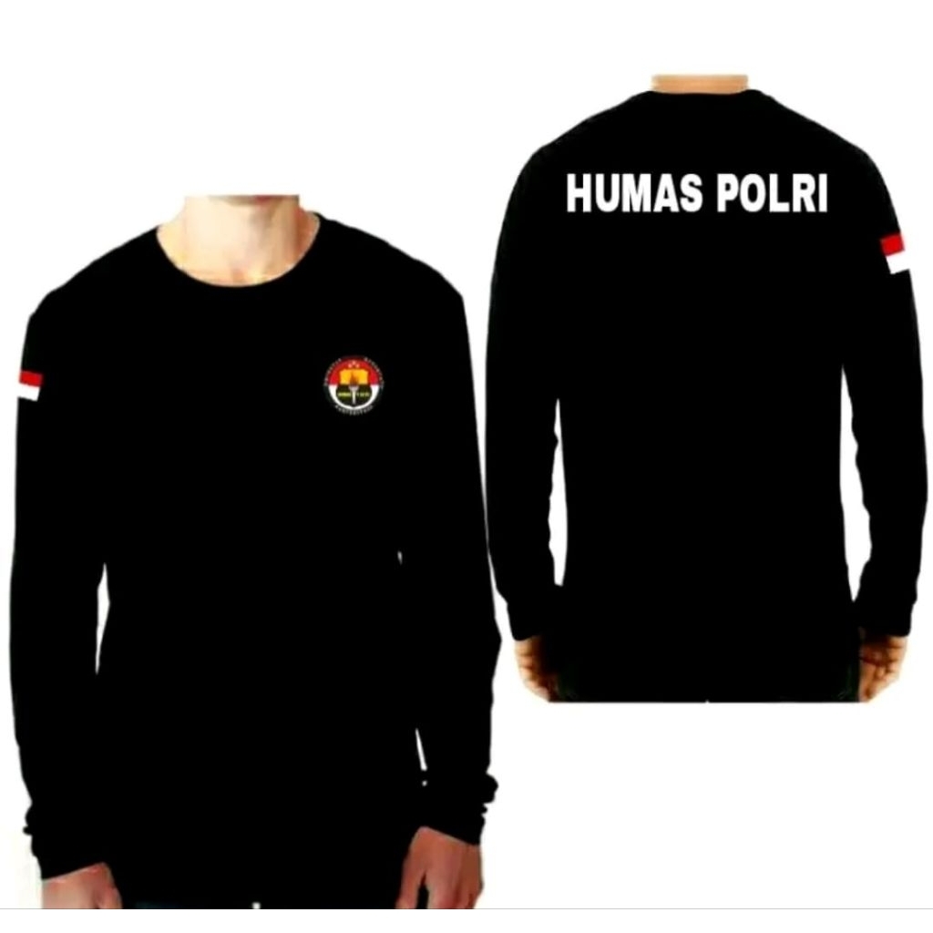 KAOS HITAM HUMAS POLRI DTF KAOS LENGAN PANJANG