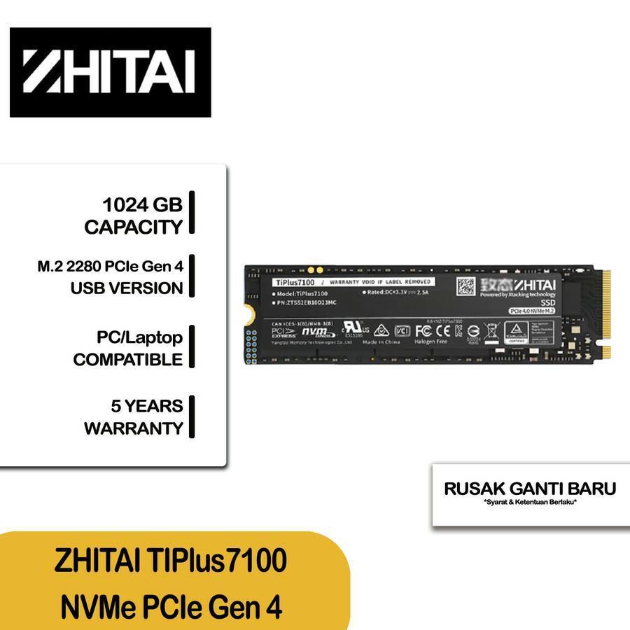 ZHITAI SSD TiPlus7100 1024GB/2048GB/4096GB M.2 NVME Gen4 - SSD Zhitai TiPlus 7100 1TB 2TB 4TB