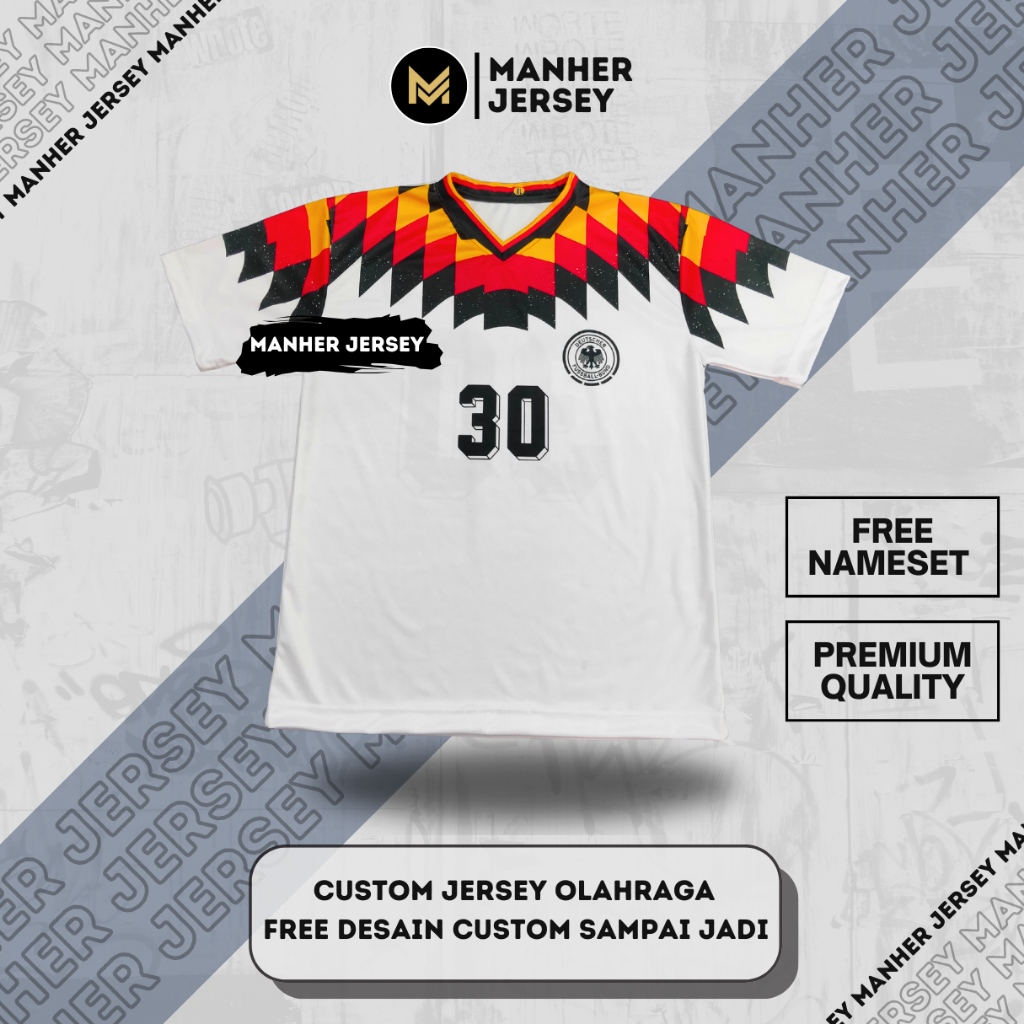 Jersey Jerman Germany 1994 Retro Full Printing Custom