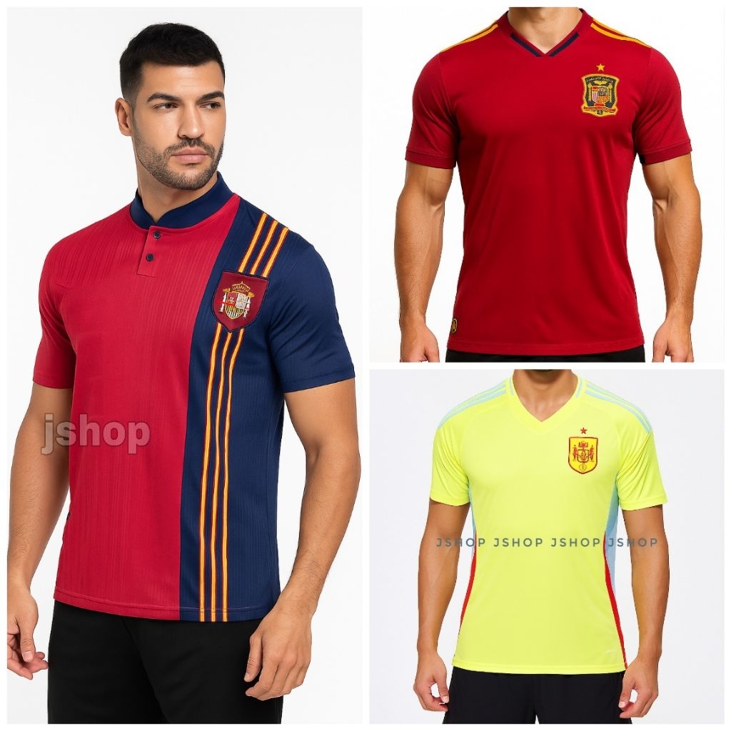 LIVE 17 FANS ISSUE RETRO CELANA JERSEY SPANYOL HOME 2022 BAJU BOLA PIALA DUNIA JERSEY PIALA DUNIA JE