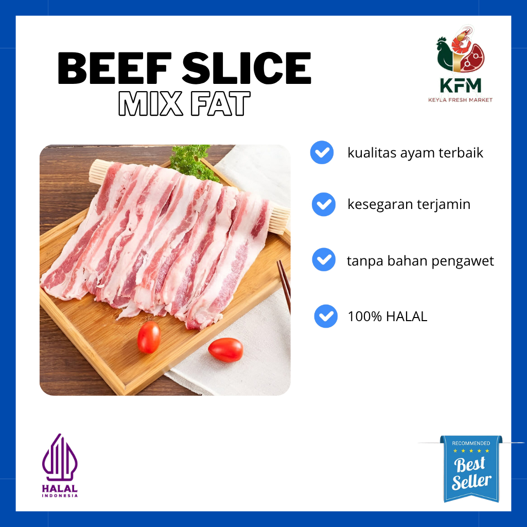 

[KFM] Beef Slice Mix Fat Aus 500gr / Daging Sapi Teriyaki BBQ Sukiyaki Termurah