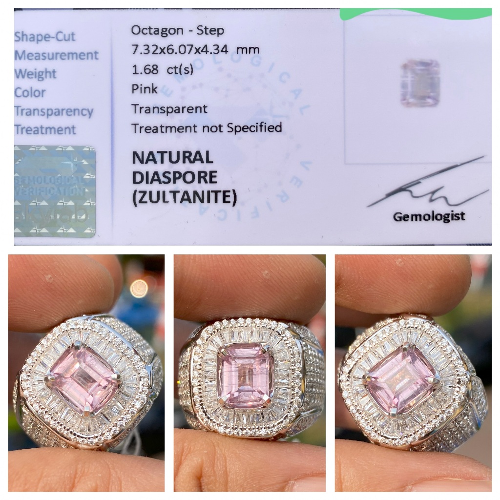 Natural 1.68ct pink diaspore zultanite brutal luster