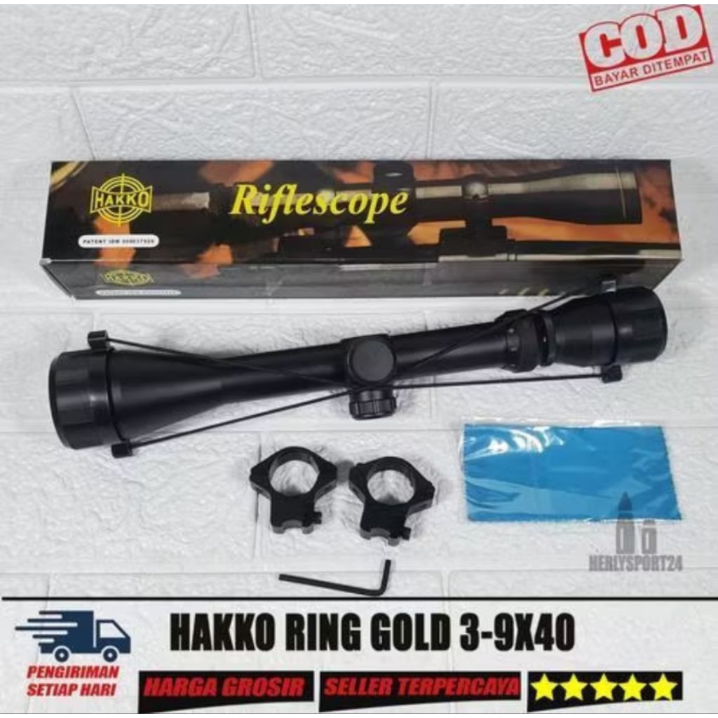 Teleskop Hakko 3-9x40 Ring Gold tube 25 dan 30 Teleskop Berkualitas Tinggu Untuk meningkatkan Akuras