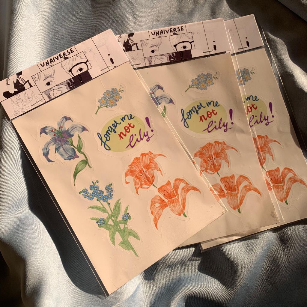 

UNAIVERSE Sticker Pack Vinyl A6 - Seri Bunga (Forget Me Not, Lily!)