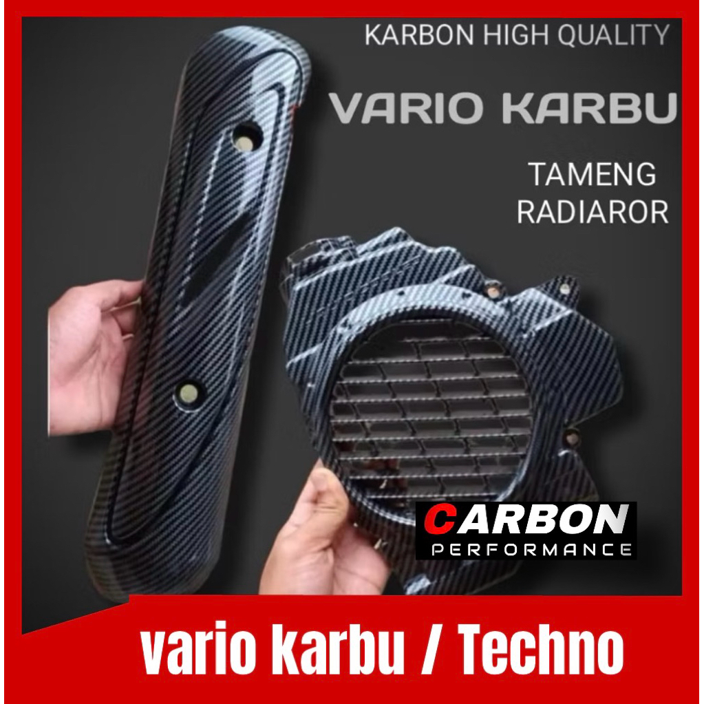 RADIATOR CARBON VARIO KARBU TUTUP KNALPOT VARIO KARBU CARBON ▪️cover radiator vario karburator carbo