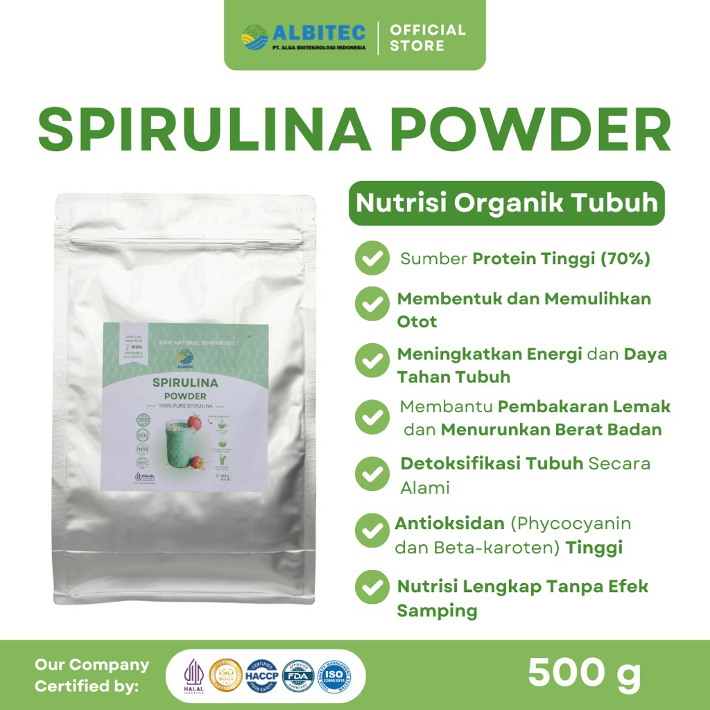 

ALBITEC Spirulina Powder 500 gram Superfood Food Grade Halal