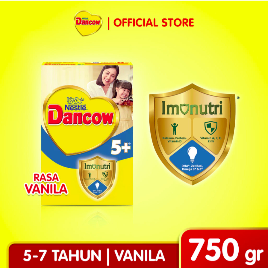 DANCOW 5+ Vanilla – 350gr / 750gr – Susu Anak Usia 5 Tahun ke Atas | Original & EXP Date Panjang
