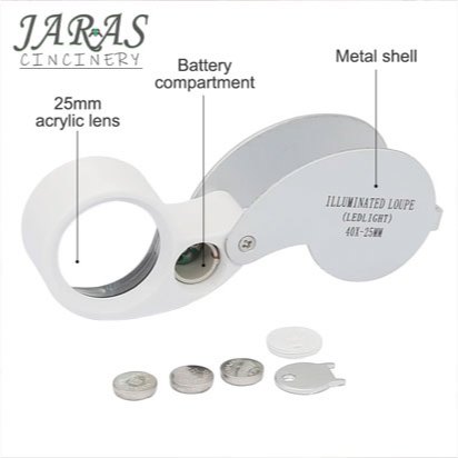 Lup Kaca Pembesar Geologi Gemstone Dengan Lampu Led + Uv Magnifier Loupe 40X