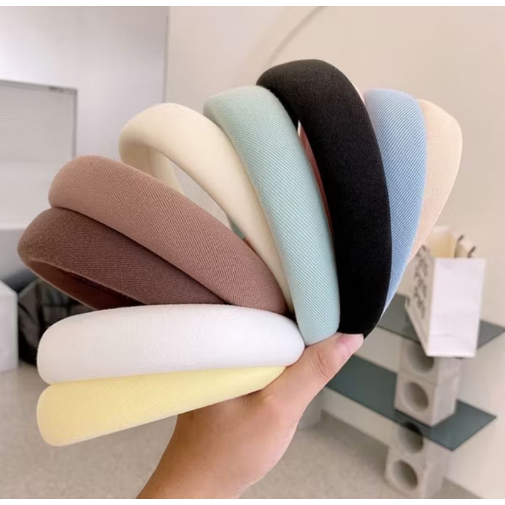 Ruby Naboya - Headband Cloud Polos Lebar / Bando Kain Warna Pastel / Bando Kain Tebal Wanita Korea /